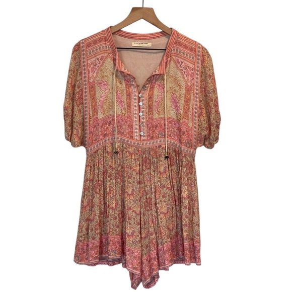 Spell & The Gypsy Collective Poinciana Romper, Pink Floral, Short Sleeve, S - Picture 2 of 16
